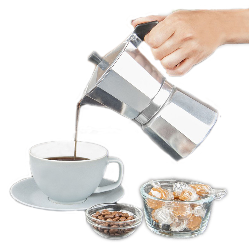 Moka Pot Stove - Aluminium-Espressokocher, Latte-Kaffeemaschine, Italienischer Moka-Espressokocher, Perkolator-Kanne 1/3/6