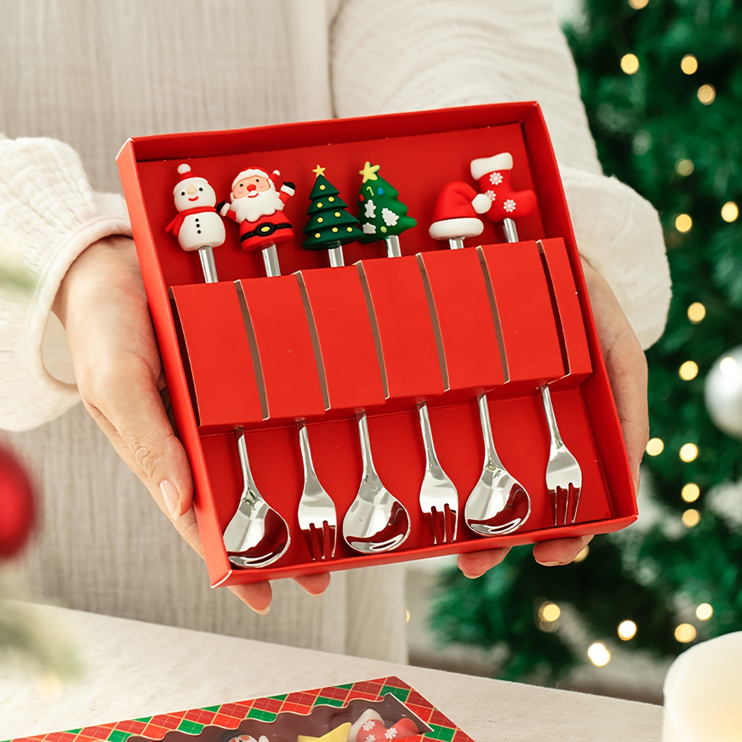 Coffee Tea And Sugar Set - 1 Set Kreatives Weihnachts-Gabel- und Löffel-Set